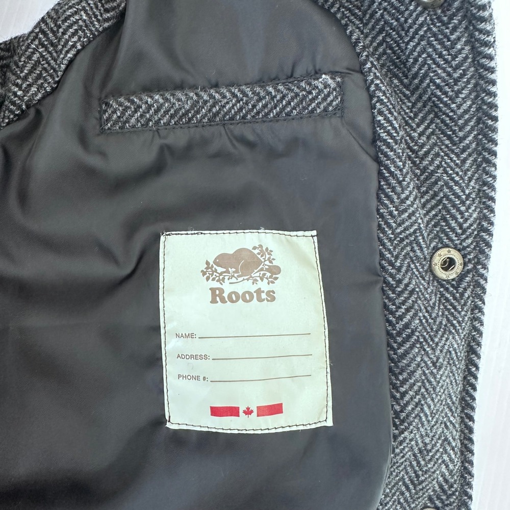 Roots‎ Canada Kids Puffer Vest Herringbone Tweed Brown Suede Patch Size XXL TTG - Picture 7 of 9